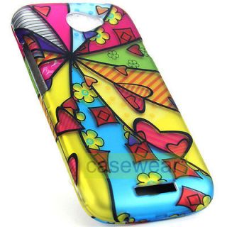 CRAZY RAINBOW RUBBERIZED HARD CASE COVER FOR HTC ONE S T MOBILE FIDO