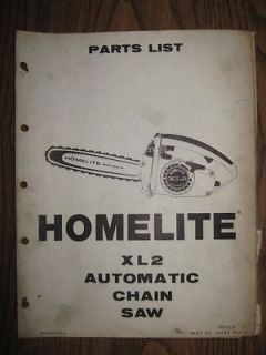 OEM Vintage Homelite XL2 XL 2 Chainsaw Parts List Manual Book