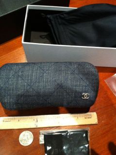 NEW RARE CHANEL DENIM QUILTED SUNGLASS CASE AUTHENTIC