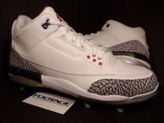 Air Jordan III 3 Retro D CLEATS WHITE CEMENT GREY FIRE RED BLACK DS 12