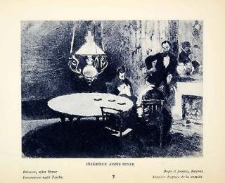 1924 Rotogravure Interieur Apres Interior After Dinner Table Room