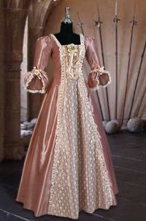 or Victorian Style Dress Charlotte Gown Handmade, Lace, Taffeta