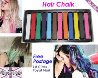 12 Colours Temporary Hair Chalk   Soft Pastels Salon Hair Chalk   Fast