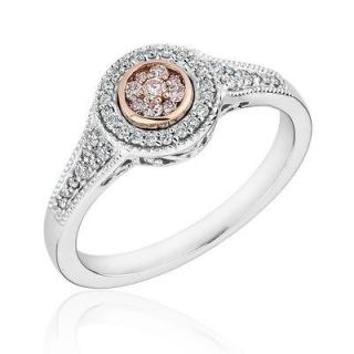 Diamond and Natural Pink Diamond 14k White Gold Ring 1/4ctw