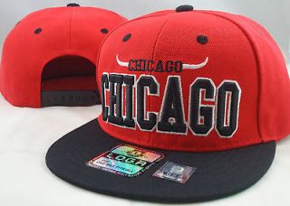 CHICAGO FLAT BILL SNAP BACK CAP 3D EMBROIDERY CHICAGO BULLS BLK/RED
