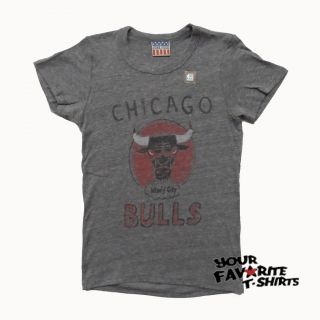 NBA Chicago Bulls Vintage Heather Junk Food Licensed Junior Shirt S XL