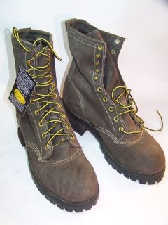 NEW 1980s CHIPPEWA 7 LOGGER BOOTS SUEDE LEATHER STEEL TOE VIBRAM