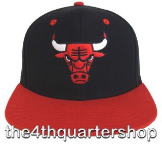 Chicago Bulls Retro Hat Cap Snapback Bull Logo Black Red