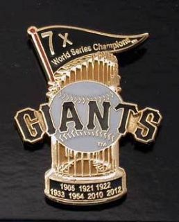 SF GIANTS 7X WORLD SERIES CHAMPIONS TROPHY PIN NEW