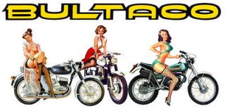 Bultaco Chicas Motorcycle T Shirt. Gents, Ladies & Kids Sizes