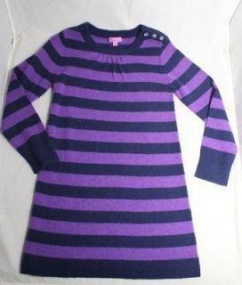 Christiane Celle Navy Blue and Purple Striped Girls Dress 100%