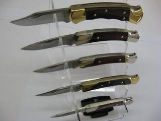 BUCK KNIFE CLEAR ACRYLIC display stands SUPPORTS FIVE KNIVES IN STYLE
