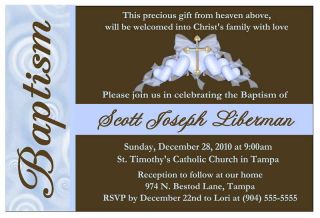 PERSONALIZED BAPTISM INVITATIONS ~ DIGITAL blue & brown