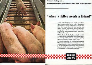 1967 Purina Feeder Pig Chow 2 Page Swine Farm Ad
