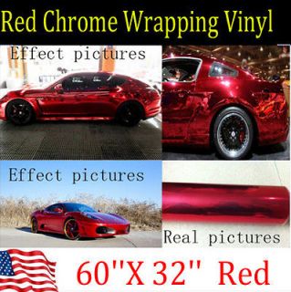 60X 32 Red Chrome Wrapping Vinyl   Vinyl Film for car sticker