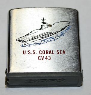 Vintage Zippo Tape Measure Rule   USS CORAL SEA   CV 43   US Navy Ship