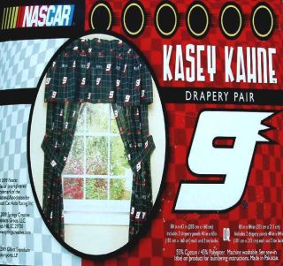 KASEY KAYNE #9 NASCAR BLACK SHORT CURTAIN DRAPES WINDOW TREATMENT NEW