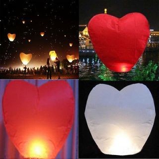 Red/White Heart shape Fire Flying Paper Wish Sky Lantern Wish Balloon