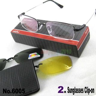 Flexibility Super Light Men Frame+2PCS Magnetic Clip on Sunglasses