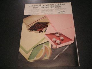 1977 Crane Stationery Ad Coffee Beans Peppermint Candy Lemon Slices