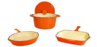 Piece Enamel Cast Iron Orange Cookware Set.on Sale