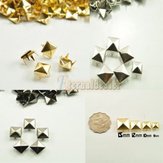 100pcs Pyramid Shape Metal Clothing Studs 7/8/10/12/15mm DIY