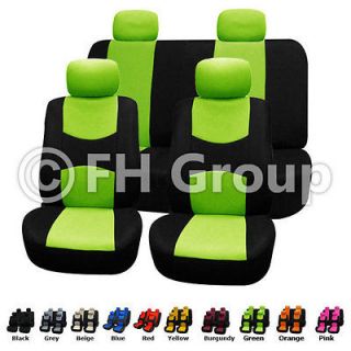 FH FB050114 Full Set Cloth Seat Covers W. 4 Headrests and Solid Bench