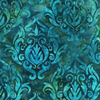 Kaufman Artisan Batiks, Lafayette, TEAL DAMASK, Lunn Studios Aqua Blue
