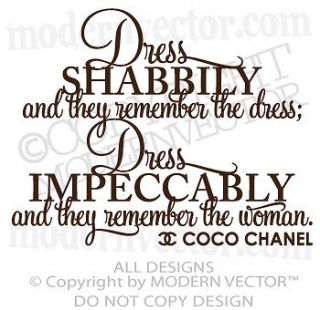 Coco Chanel Quote Vinyl Wall Decal Lettering THEY REMEMBER THE WOMAN