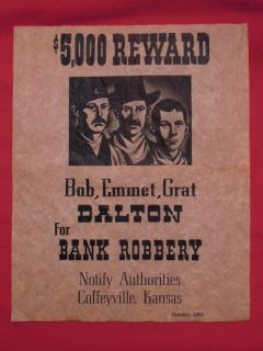 REPRODUCTION Dalton Gang Old Style Western Wanted Poster 11 x 14