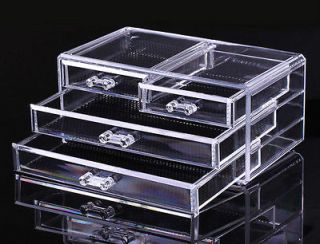 makeup drawers Display Jewelry Clear Box Cabinet Cases Set KK