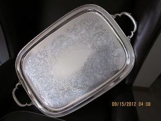 Heavy Georgian Court Silverplate Waiters Tray with plastic shield