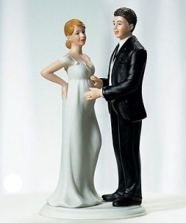 Pregnant Bridal Wedding Bride & Groom Cake Topper (Custom Hair Color