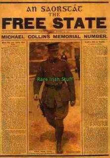 Michael Collins 1922 Free State Memorial Newspaper
