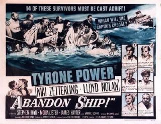ABANDON SHIP 1957 Tyrone Power, Mai Zetterling, Lloyd Nolan US HALF