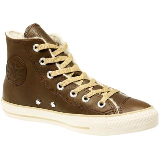 CONVERSE UNISEX ALL STAR GLAZED SHEARLING LEATHER 132127 FUR BROWN