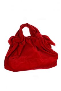 Vintage Comme des Garcons Handbag Hobo Hand Bag Satchel in Red Velvet
