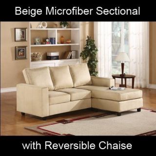Modern Sectional Microfiber Couch Beige or Chocolate Sofa Furniture