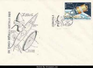 1987 ROMANIA German UFA Rocket Pioneer Hermann Oberth spec.pmk&cvr
