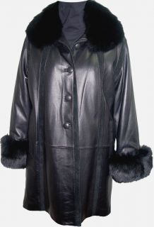 5007 Plus Reg Sz Lambskin Coat Real Fox Fur Collar Cuff Detachable Fur