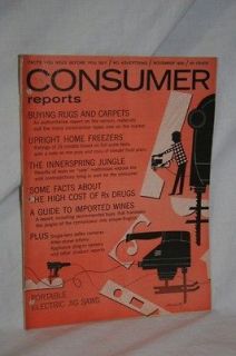 Consumers Reports,Nov 1958,Upright Freezers,High Price of Drugs,Wines