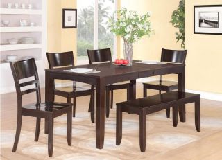 5PC LYNFIELD RECTANGULAR DINETTE DINING SET TABLE w/4 WOOD SEAT CHAIR