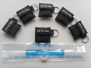 10pcs BLACK CPR MASK WITH KEYCHAIN CPR FACE SHIELD AED