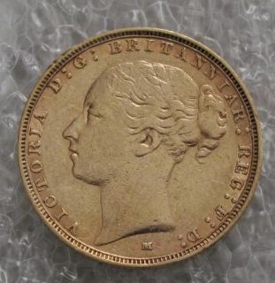 1886 AUSTRALIA MELBURN MINT GOLD COIN SOVEREIGN VICTORIA YOUNG HEAD