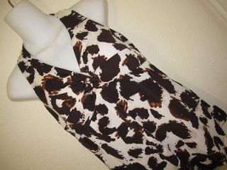 STUDIO Y SEXY TRENDY IVORY/BROWN COW PRINT KNIT TOP TUNIC PADS HIGH