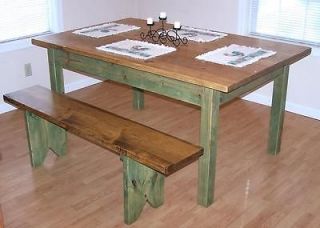 Rustic Dining Room Table & Chairs Set Furniture w Patio Bench NEW