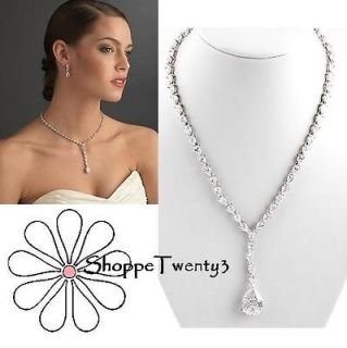 Tennis Necklace Silver Cubic Zirconia 16 1/2 Celebrity Inspired