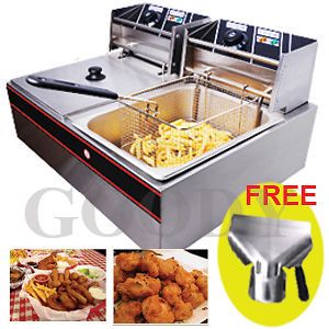 Electric Dual Tank Stainless Steel Deep Fryer For Home & Restaurant