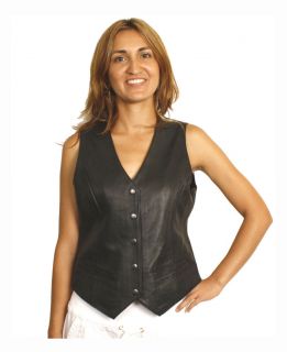 Women Vest Black Genuine Leather Nice Fit 871lm