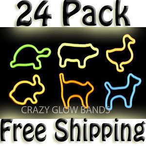 Crazy Glow Bands PETS Animals 24 Pack bandz silly